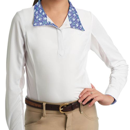 Romfh Kids' Sarah Long Sleeve Shirt Snap - White/Very Peri Lilly Bits