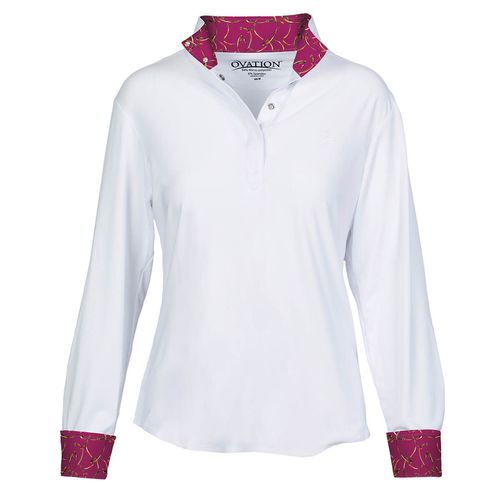 Ovation Women's Jorden Full Snap Show Shirt - White/Vintage Rein Orchid