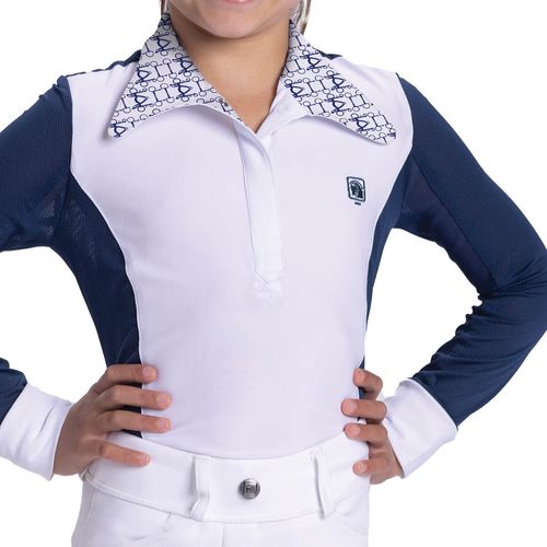 Romfh Kids' Signature Bits Long Sleeve Shirt - White/Navy Bits