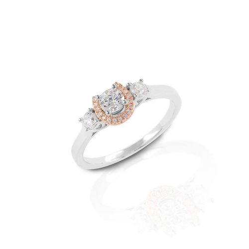 READY TO SHIP: Kelly Herd Small Three Stone Rose Gold Horseshoe Ring - 7 - Sterling Silver/Clear