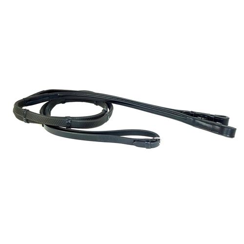 Nunn Finer Anatomico Rubber Rein w/Hand Stops - Black