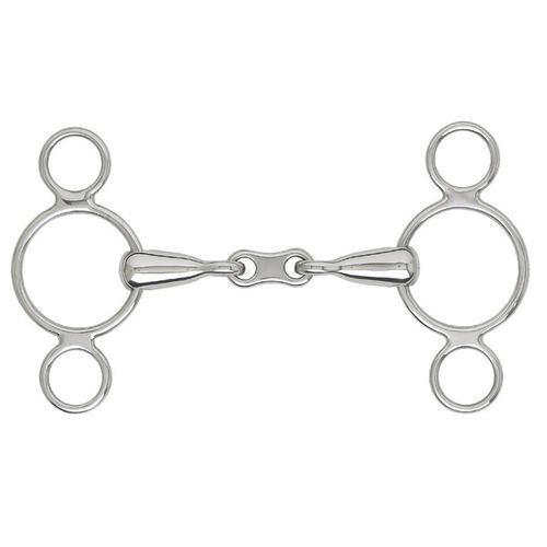 Centaur French Link 2-Ring Gag - Stainless Steel