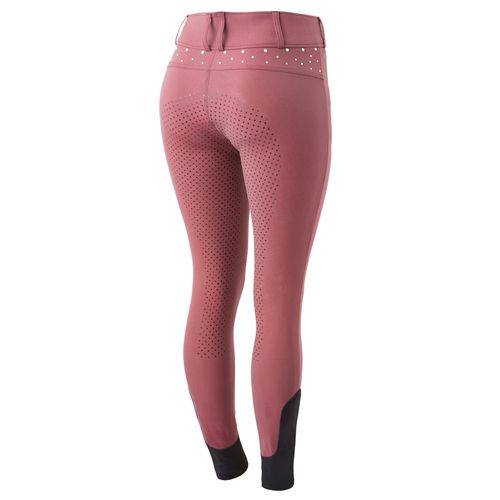 Horze Women's High Waist Full Seat Breeches w/Crystals - Huckkleberry Purple