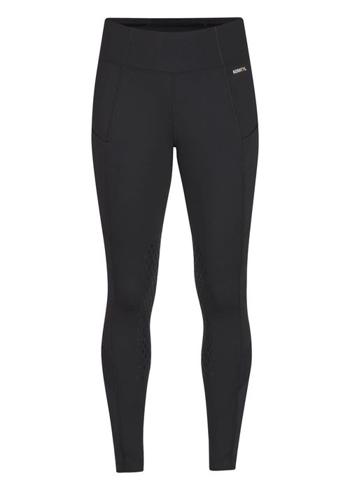 Kerrits Women's Free Style Knee Patch Pocket Tights - Black Solid