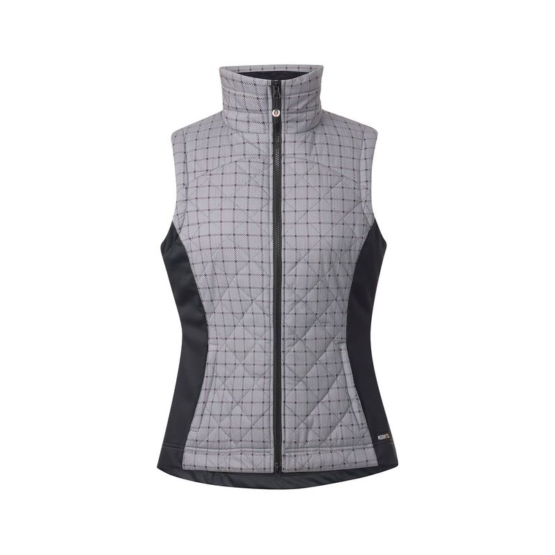Kerrits Women's Full Motion Quilted Vest Peppercorn Herringbone Plaid