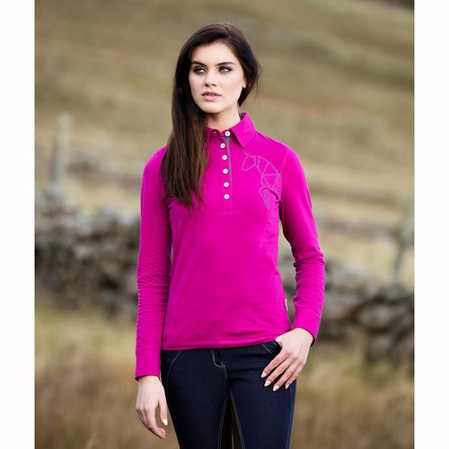 Horseware Women's Cara Long Sleeve Polo - Fuchsia