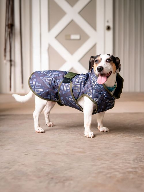 FITS Dog Coat - Navy/Olive Puzzle