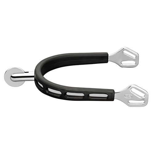 Herm Sprenger Ultra Fit Extra Grip 30mm Large Smooth Rowel Spurs - Stainless Steel/Black Grip