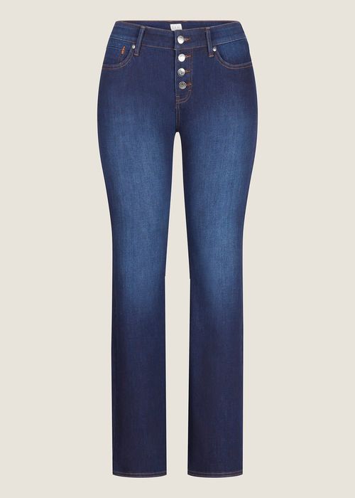 EQL Women's In Motion Button Fly Straight Leg Jeans - Midnight Wash