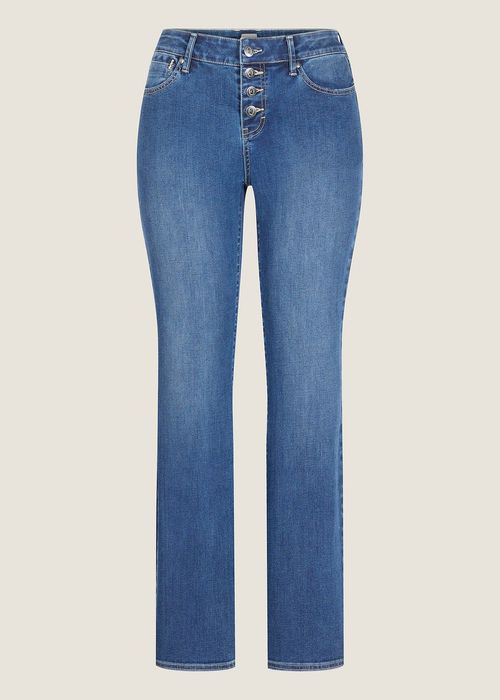 EQL Women's In Motion Button Fly Straight Leg Jeans - Light Wash