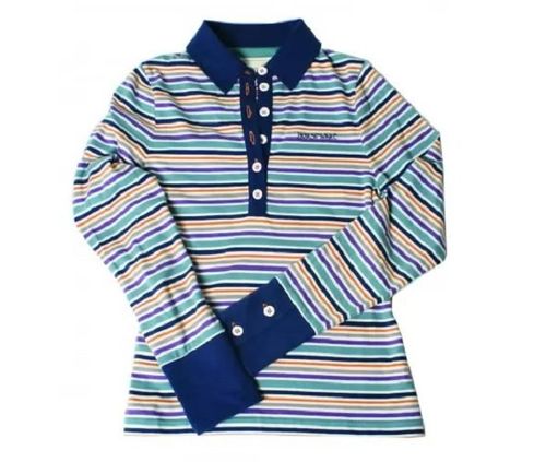 Horseware Women's Cara Long Sleeve Polo - Multicolour Stripe