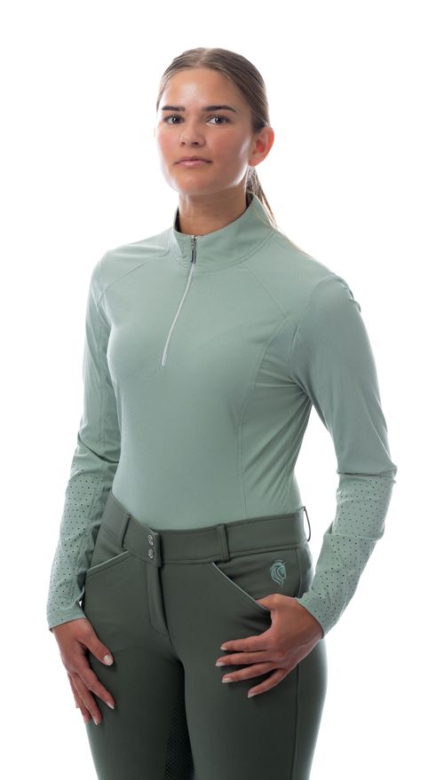 Equinavia Women's Alexandra Ribbed Training Shirt - Sage Green