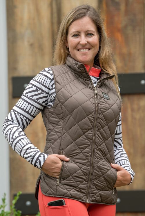 READY TO SHIP: FITS Women's Everly Reversible Vest - Medium - Chocolate Stripe/Chocolate