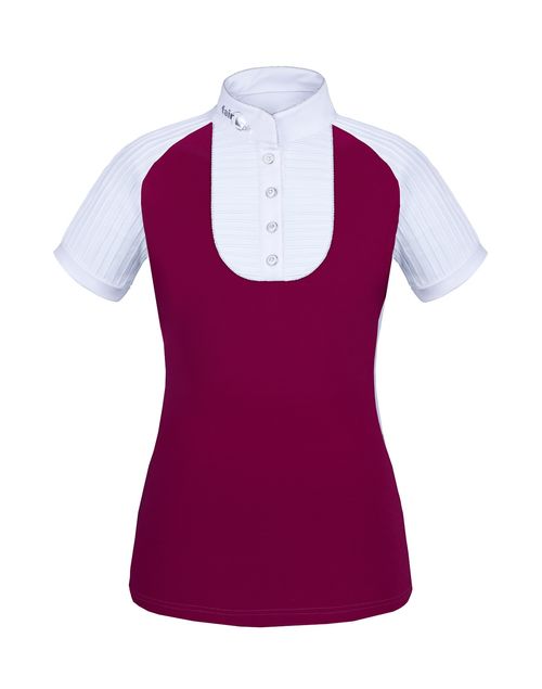 READY TO SHIP: Fair Play Women's Justine Short Sleeve Compeition Shirt - EU 38/US 8 - Burgundy/White