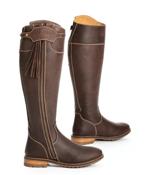 READY TO SHIP: Tredstep Shannon Side Zip Country Boot - 39 Wide Regular - Mahogany