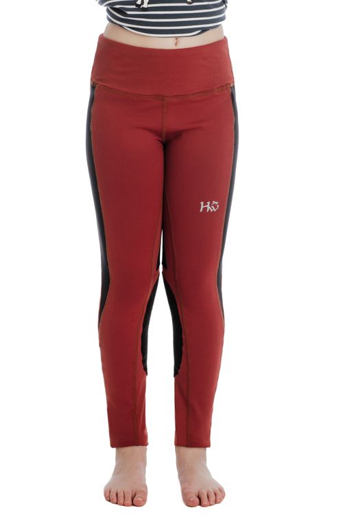 READY TO SHIP: Horseware Kids' Knee Patch Riding Tights - 11-12 years - Redwood