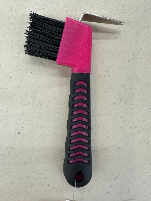 READY TO SHIP: Cavalier Soft Grip Hoofpick w/Brush - One Size - Hot Pink