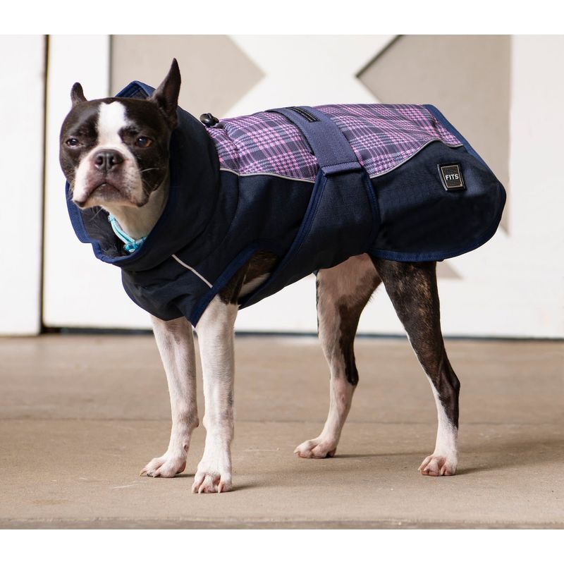 BARGAIN Dog Coat XX Large Salmon/Navy Plaid Bit of Britain