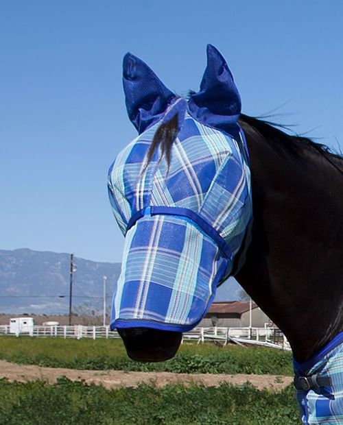 Kensington Signature Fly Mask w/Nose, Ears and Forelock Hole - Blue Ice
