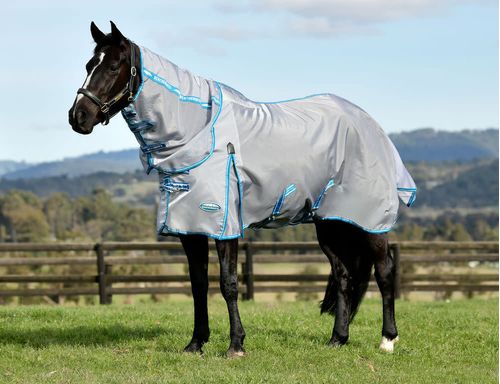 Weatherbeeta Comfitec Hexi Shield Combo Neck - Silver/Teal Blue