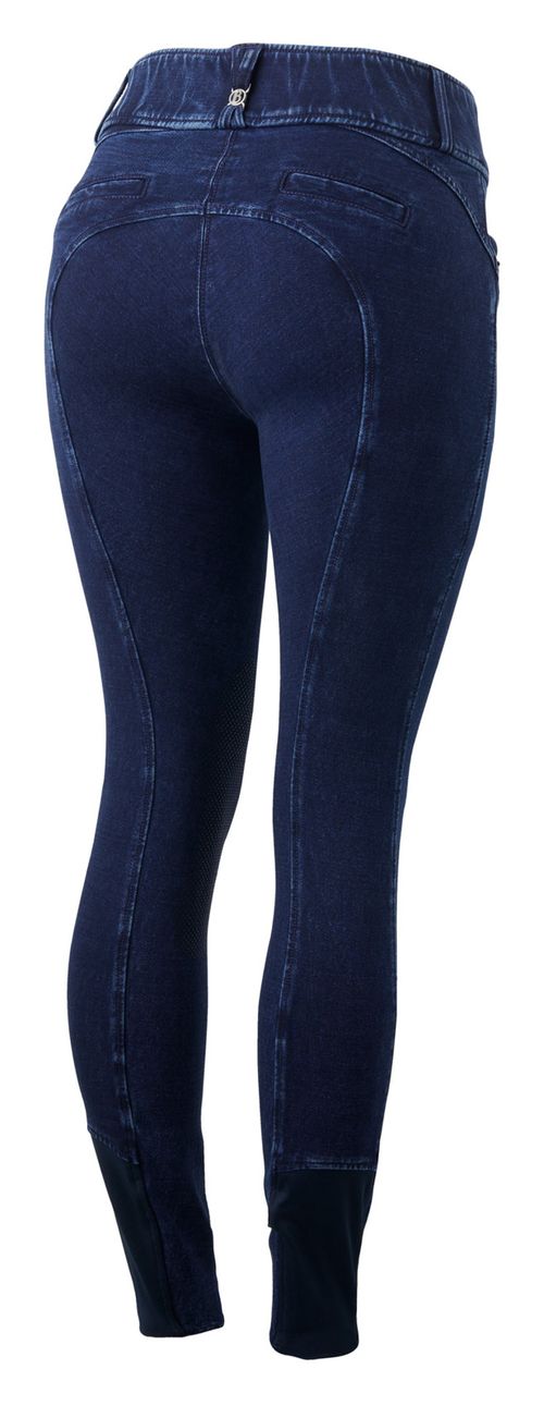 B Vertigo Women's Morgana Denim Knee Patch Breeches - Denim Blue