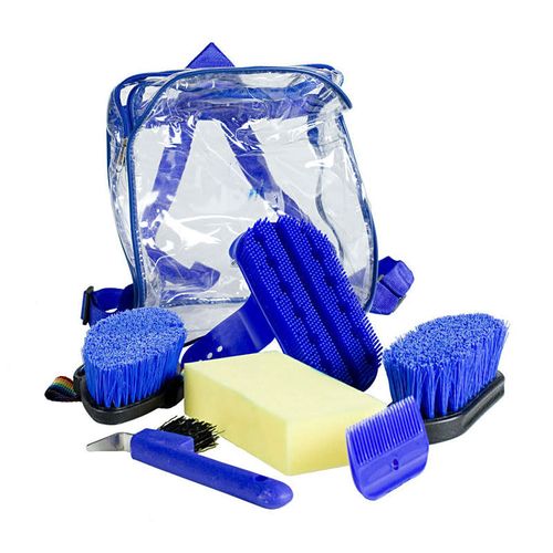 Horze Soft Grip Grooming Backpack Set - Blue