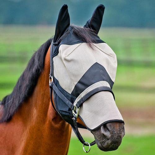 Horze Long Nose Fly Mask - Light Brown/Black