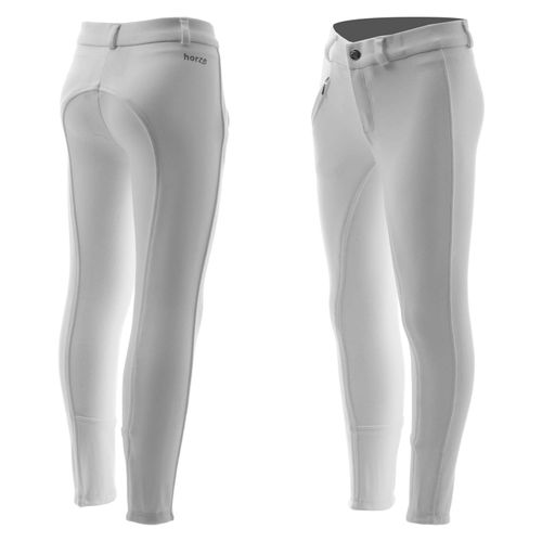 Horze Kids' Active Full Seat Breeches - White
