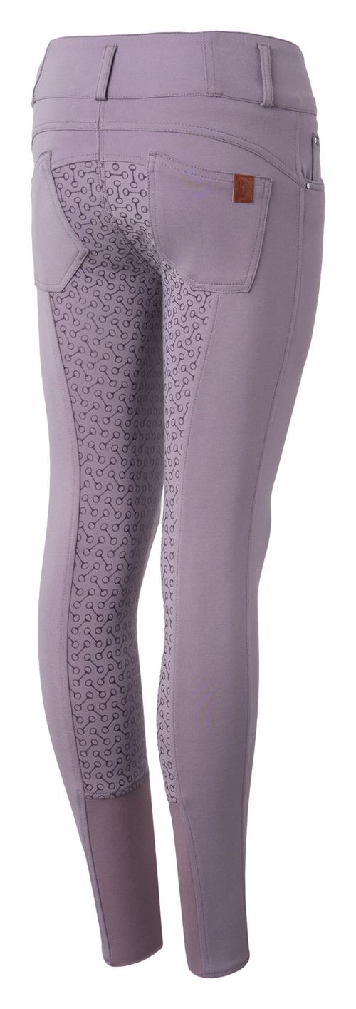 Horze Kids' Tara High Waist Full Seat Breeches - Grey Ridge Purple
