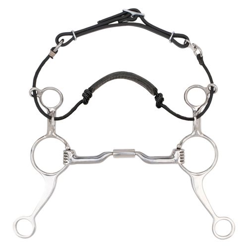 Myler 7 1/2" Long Shank Combination Bit Low Port Comfort Snaffle MB 04 - Black Leather