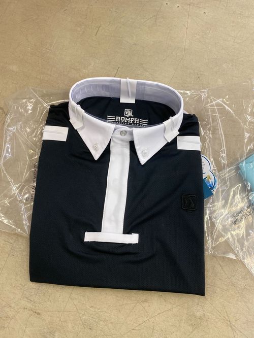 Romfh Men's Polo Short Sleeve Show Shirt - Black/White