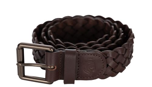 Equinavia Women's Kari Braided Wide Leather Belt - Chocolate Brown