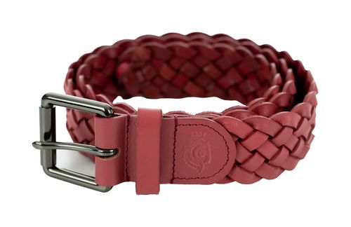 Equinavia Women's Kari Braided Wide Leather Belt - Bright Pink