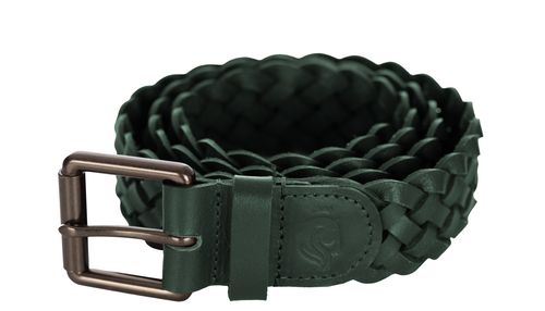 Equinavia Women's Kari Braided Wide Leather Belt - Hunter Green