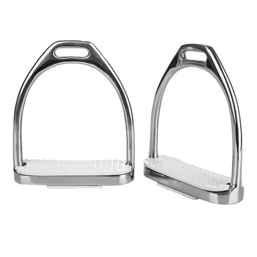 Flex Rider Fillis Style Stirrup Irons - Stainless Steel/White Pad