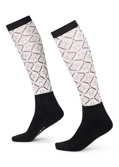 Kerrits Women's Dual Zone Boot Socks - Vanilla Tack Trunk Geo