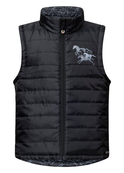 Kerrits Kids' Round Up Reversible Quilted Vest - Black Full Gallop