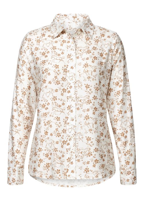 EQL Women's Horse Floral Button Up Shirt - Vanilla