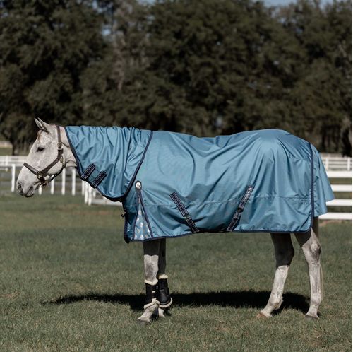 Equinavia Thunder360 Detachable Neck Mid Weight Turnout Blanket 200g - Bluestone Blue