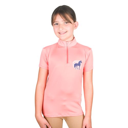 Equistar Kids' Short Sleeve 1/4 Zip Sun Shirt - Peachy