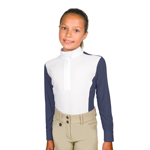 Romfh Kids' Classic Long Sleeve Show Shirt - White/White/Navy