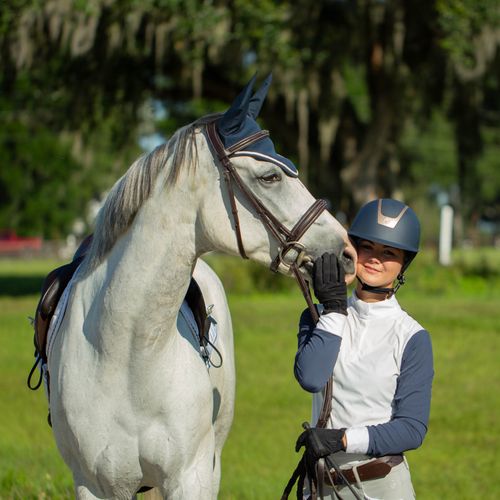 Equinavia Women's Alexandra Long Sleeve Show Shirt - Navy/White