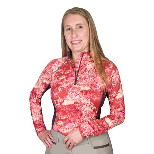 Ovation Women's 1/4 Zip Long Sleeve Printed Sun Shirt - Natural World Print