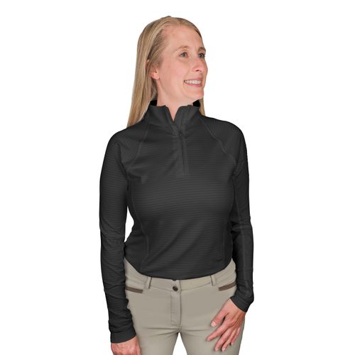 Ovation Women's Quarter Zip Long Sleeve Textured Sun Shirt - Black