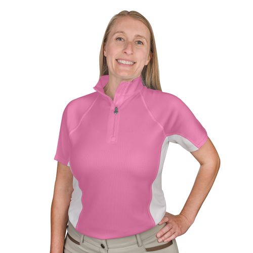 Ovation Women's Core Half Zip Short Sleeve Sun Shirt - Pink/White