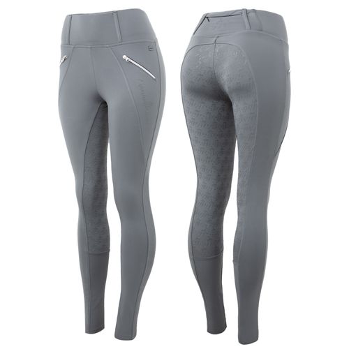BARGAIN: Horze Women's Enora Winter Full Seat Tights w/Shiny Zippers - EU 40/US 28 - Grey