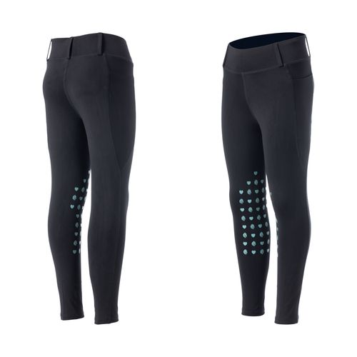 Equinavia Kids' Classic Knee Patch Riding Tights - Black/Turquoise