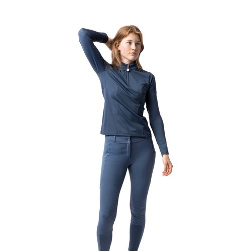 Horze Women's Eloise Quarter Zip Long Sleeve Training Shirt - Vintage Indigo