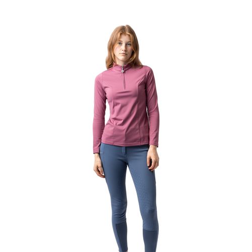 Horze Women's Eloise Quarter Zip Long Sleeve Training Shirt - Heather Rose