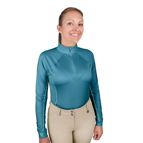 Romfh Women's 1/4 Zip Long Sleeve Solid Sun Shirt - Lagoon